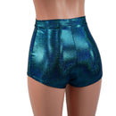 High Waist Pinup Shorts with Boy Cut Leg in Ocean Sparkle - Coquetry Clothing