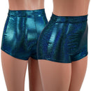 High Waist Pinup Shorts with Boy Cut Leg in Ocean Sparkle - Coquetry Clothing