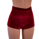High Waist Pinup Shorts with Boy Cut Leg in Red Velvet - Coquetry Clothing
