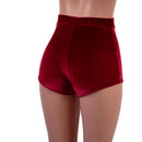 High Waist Pinup Shorts with Boy Cut Leg in Red Velvet - Coquetry Clothing