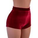 High Waist Pinup Shorts with Boy Cut Leg in Red Velvet - Coquetry Clothing