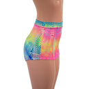 High Waist Pinup Shorts with Boy Cut Leg in Spectrum Holographic - Coquetry Clothing