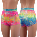 High Waist Pinup Shorts with Boy Cut Leg in Spectrum Holographic - Coquetry Clothing