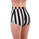 High Waist Pinup Shorts with Boy Cut Leg in Vertical Black and White Stripe - Coquetry Clothing