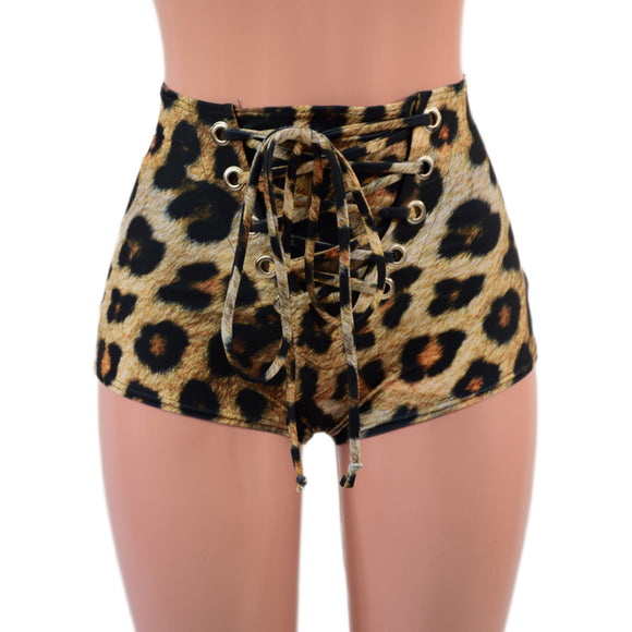 High Waist Pinup Shorts with Front Laceup - Coquetry Clothing