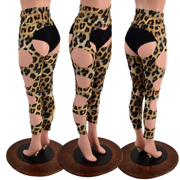 High Waist Quad Cutout Chaps in Leopard Print (shorts sold separately) - Coquetry Clothing