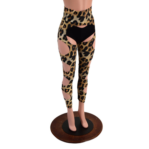 High Waist Quad Cutout Chaps in Leopard Print (shorts sold separately) - Coquetry Clothing