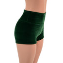 High Waist Shorts in Green Velvet - Coquetry Clothing