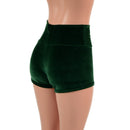 High Waist Shorts in Green Velvet - Coquetry Clothing
