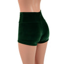 High Waist Shorts in Green Velvet - Coquetry Clothing