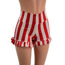 High Waist Shorts with Ruffled Leg in Red and White Stripe - Coquetry Clothing
