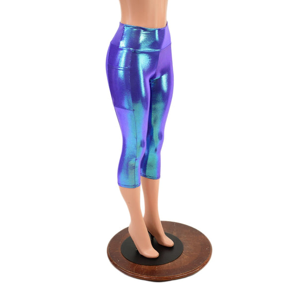 High Waist Side Pocket Capri Leggings in Moonstone - Coquetry Clothing