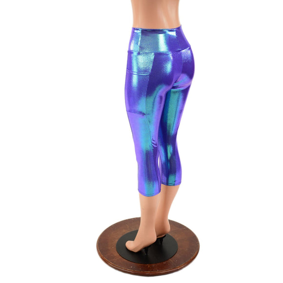 High Waist Side Pocket Capri Leggings in Moonstone - Coquetry Clothing