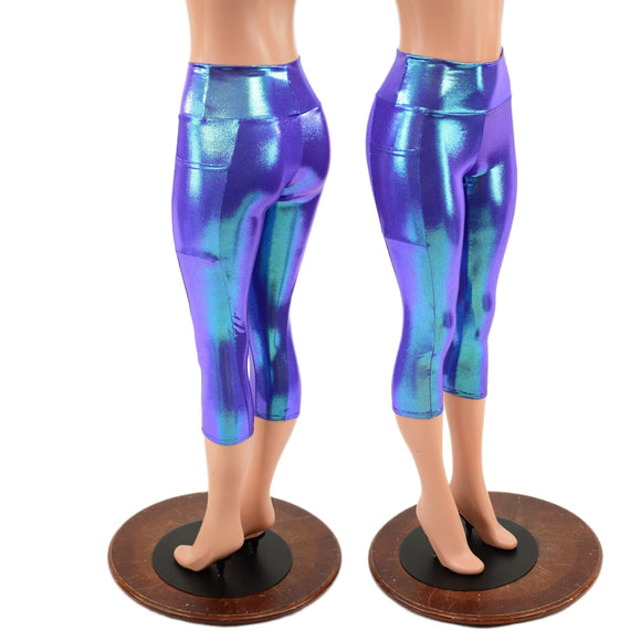 High Waist Side Pocket Capri Leggings in Moonstone - Coquetry Clothing
