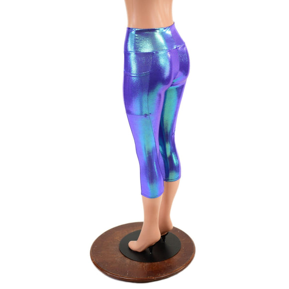 High Waist Side Pocket Capri Leggings in Moonstone - Coquetry Clothing