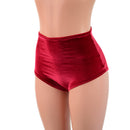 High Waist Siren Shorts in Red Velvet - Coquetry Clothing