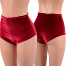 High Waist Siren Shorts in Red Velvet - Coquetry Clothing