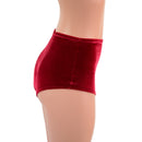 High Waist Siren Shorts in Red Velvet - Coquetry Clothing
