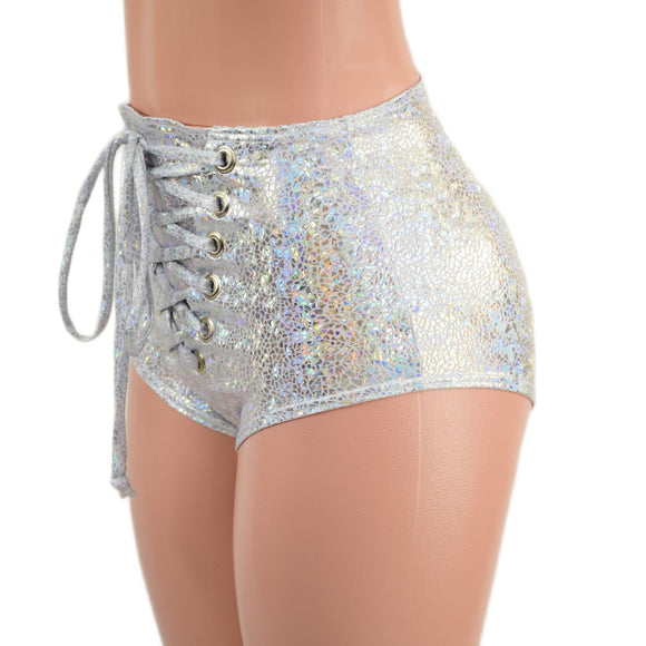 High Waist Siren Shorts with Front Laceup - Coquetry Clothing