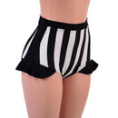 High Waist Siren Shorts with Hip Ruffles, Side Panels and Waistband - Coquetry Clothing