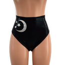 High Waist Siren Shorts with Moon and Stars and Brazilian Cut Leg - Coquetry Clothing