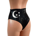 High Waist Siren Shorts with Moon and Stars and Brazilian Cut Leg - 4