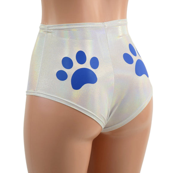 High Waist Siren Shorts with Paw Prints - Coquetry Clothing