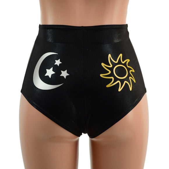 High Waist Siren Shorts with Sun, Moon and Stars - Coquetry Clothing