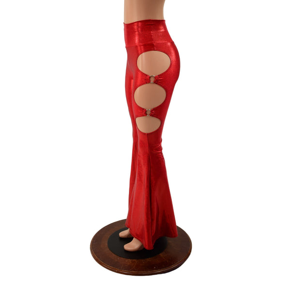 High Waist Solar Flares with Triple Cutouts and O - rings - Coquetry Clothing