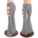 High Waist Solar Flares with Triple Cutouts and O - rings - Coquetry Clothing