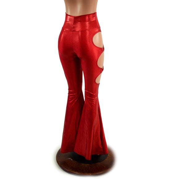 High Waist Solar Flares with Triple Cutouts and O - rings - Coquetry Clothing