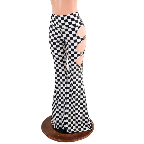 High Waist Solar Flares with Triple Cutouts and O - rings - Coquetry Clothing