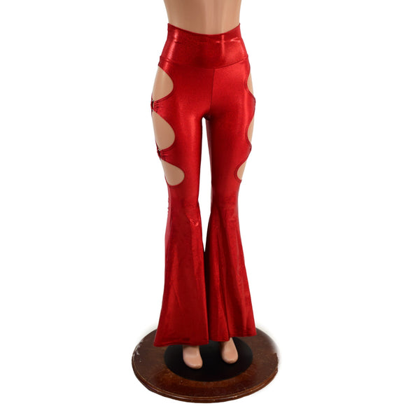High Waist Solar Flares with Triple Cutouts and O - rings - Coquetry Clothing