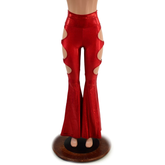 High Waist Solar Flares with Triple Cutouts and O - rings - Coquetry Clothing