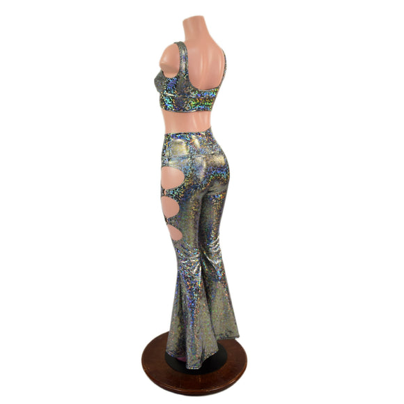 High Waist Solar Flares with Triple Cutouts and O-rings and Matching Starlette Bralette Set - Coquetry Clothing