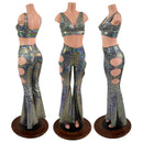 High Waist Solar Flares with Triple Cutouts and O-rings and Matching Starlette Bralette Set - Coquetry Clothing