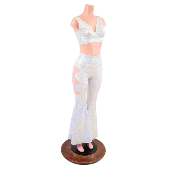 High Waist Solar Flares with Triple Cutouts and O-rings and Matching Starlette Bralette Set - Coquetry Clothing