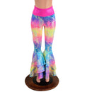 High Waist Triple Layer Bell Bottom Flares in Spectrum Holographic - Coquetry Clothing