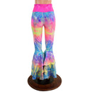High Waist Triple Layer Bell Bottom Flares in Spectrum Holographic - Coquetry Clothing
