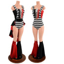 Diamond, Red and Black Harlequin Color Blocked and 5PC Romper Set - Coquetry Clothing