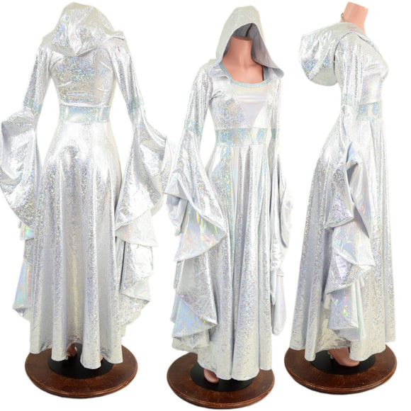 Hooded Marian Gown with Sorceress Sleeves - Coquetry Clothing