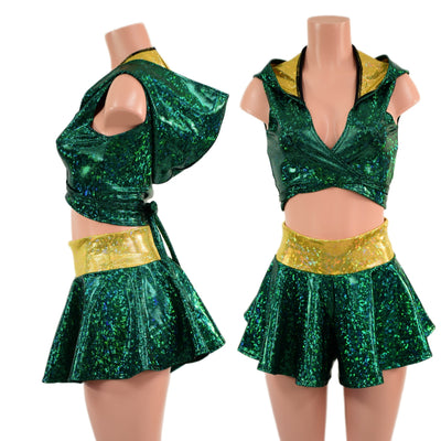 Hooded Wrap & Tie Top and Culotte Set - Coquetry Clothing