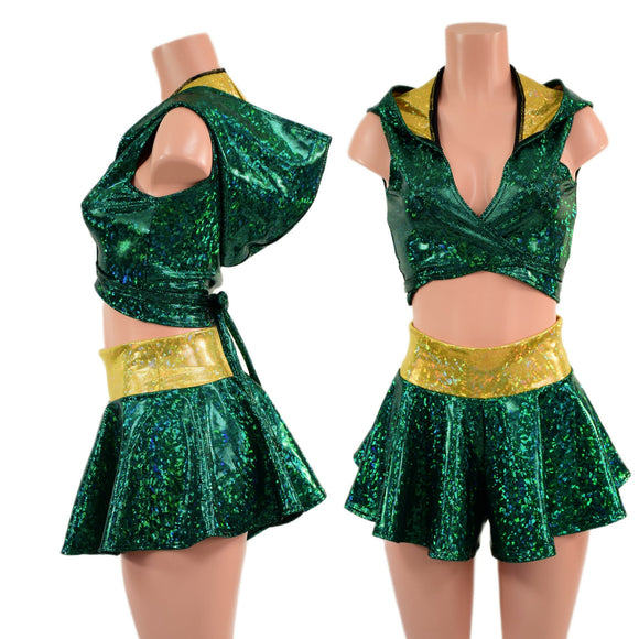 Hooded Wrap & Tie Top and Culotte Set - Coquetry Clothing