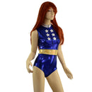 Hot To Go Blue Sparkly Jewel Romper with Stars - Coquetry Clothing