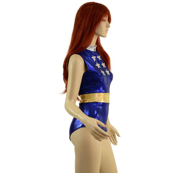 Hot To Go Blue Sparkly Jewel Romper with Stars - Coquetry Clothing