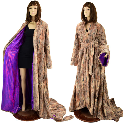 Reversible Minky Faux Fur Puddle Train Robe with Belt - Coquetry Clothing