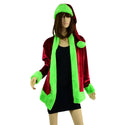 "Mean One" Not a Cardigan and Matching Santa Hat with Neon Green Trim - 3