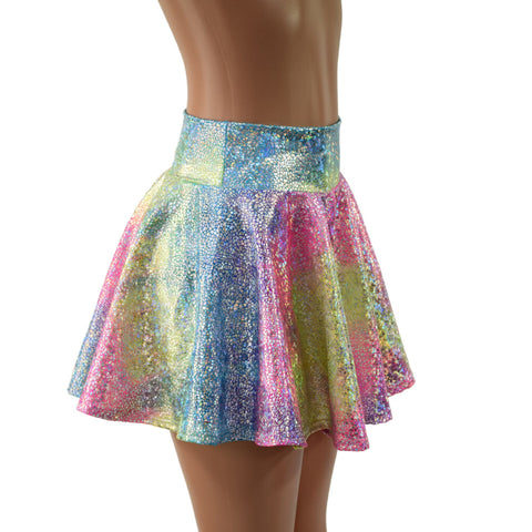 Rainbow Shattered Glass 15" Circle Cut Skirts READY to SHIP - Coquetry Clothing