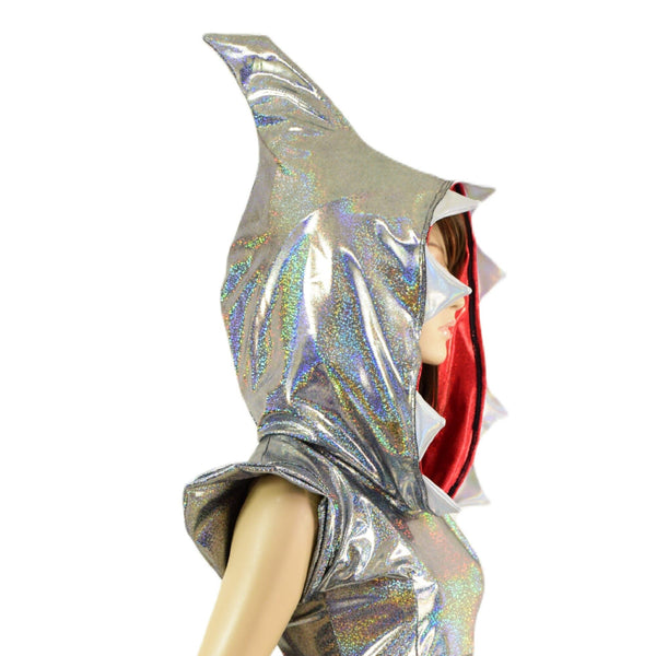 Silver Holographic Sexy Shark Skater Dress - 2