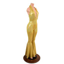 Josie Catsuit with Bell Bottom Flares in Gold Sparkly Jewel - Coquetry Clothing